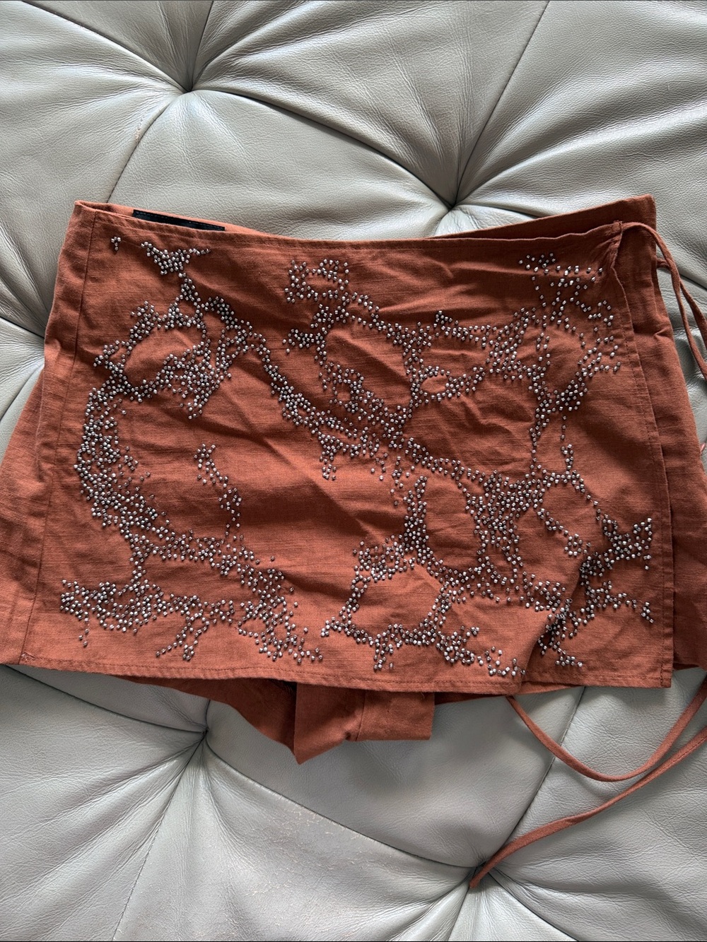 Zara Embellished Mini Skirt in Brown Size Small